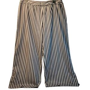 Valerie Steven's Wide Leg Cropped Pants Women's Size 12 Black With White Dots/ L